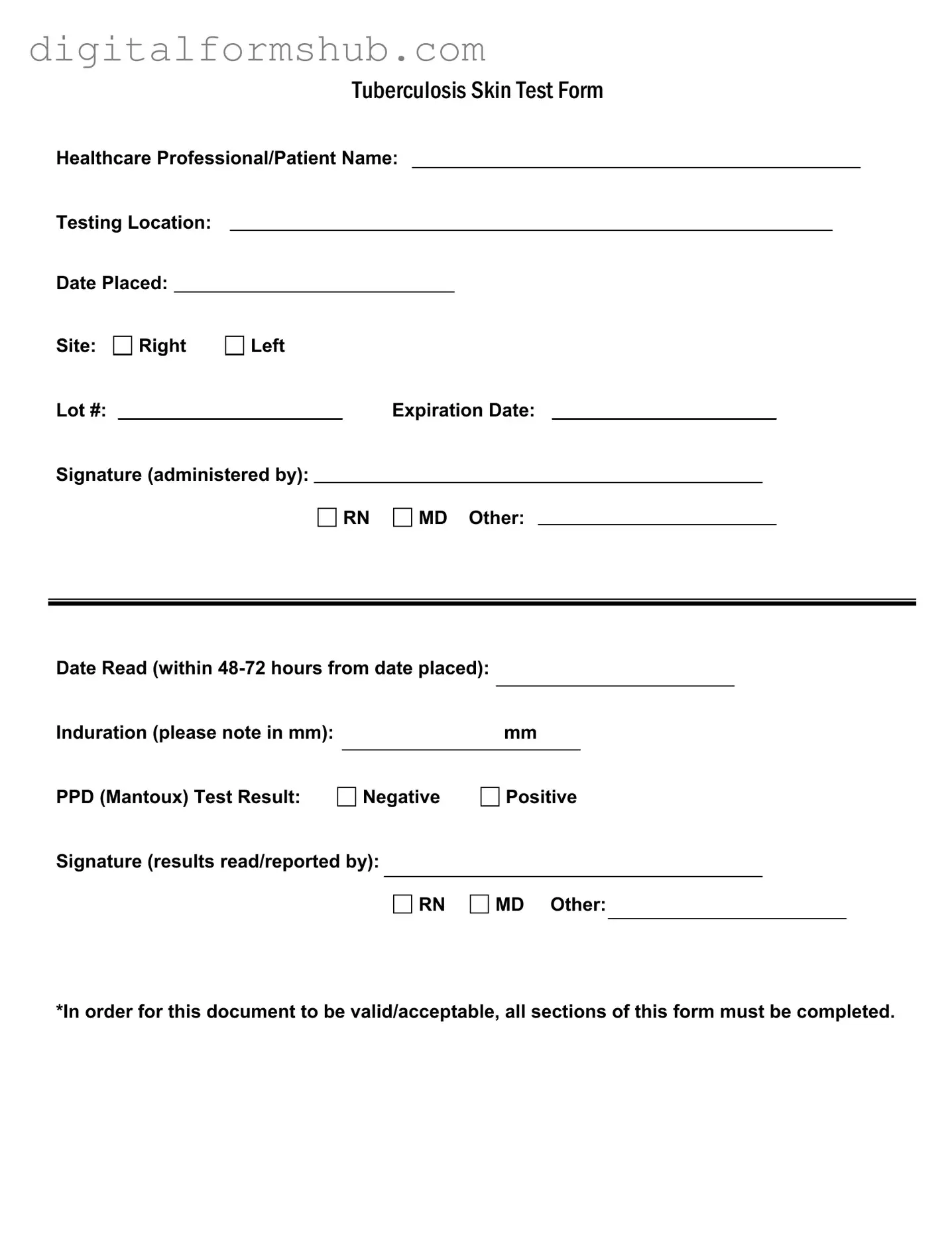 Free Tb Test Form in PDF