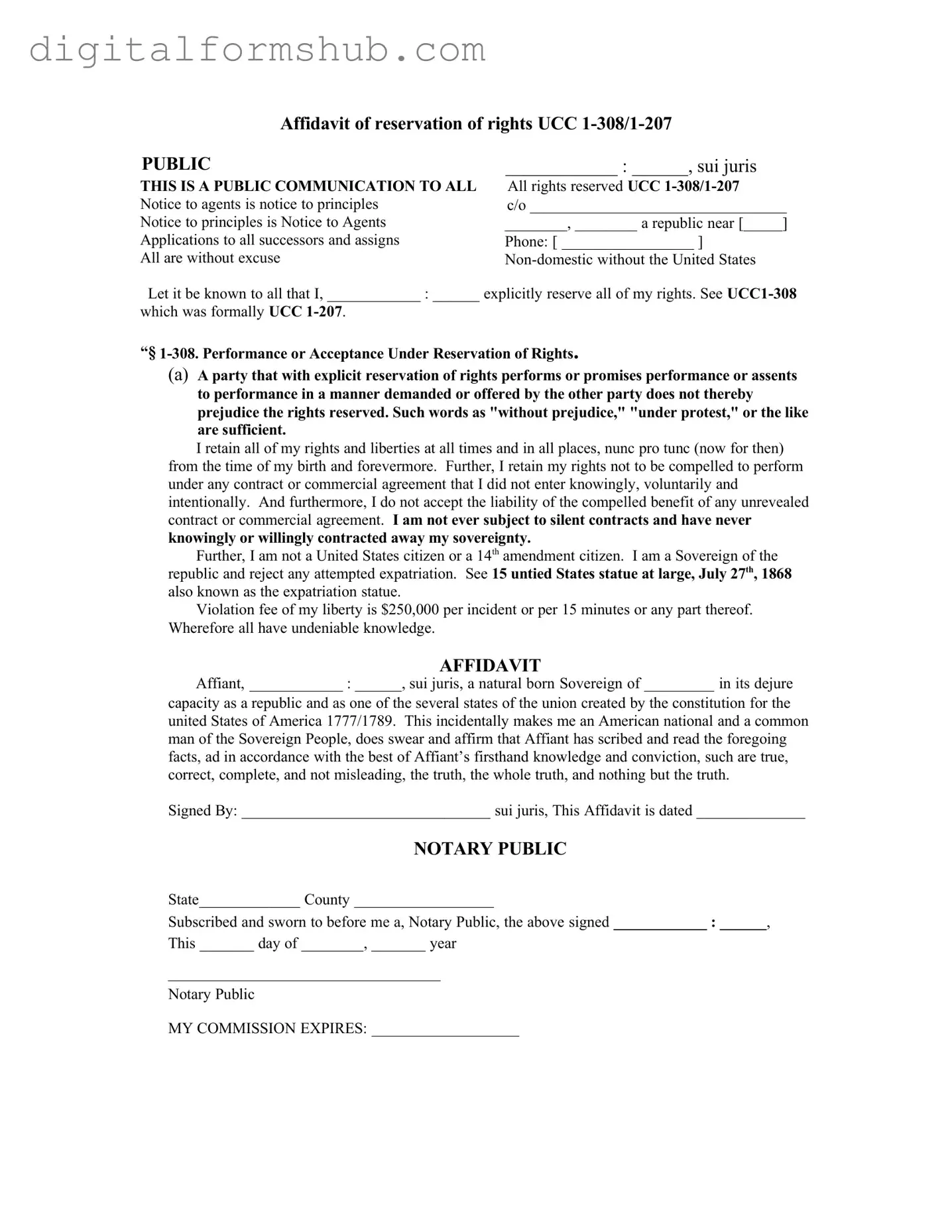 Free Ucc 1 308 Form in PDF