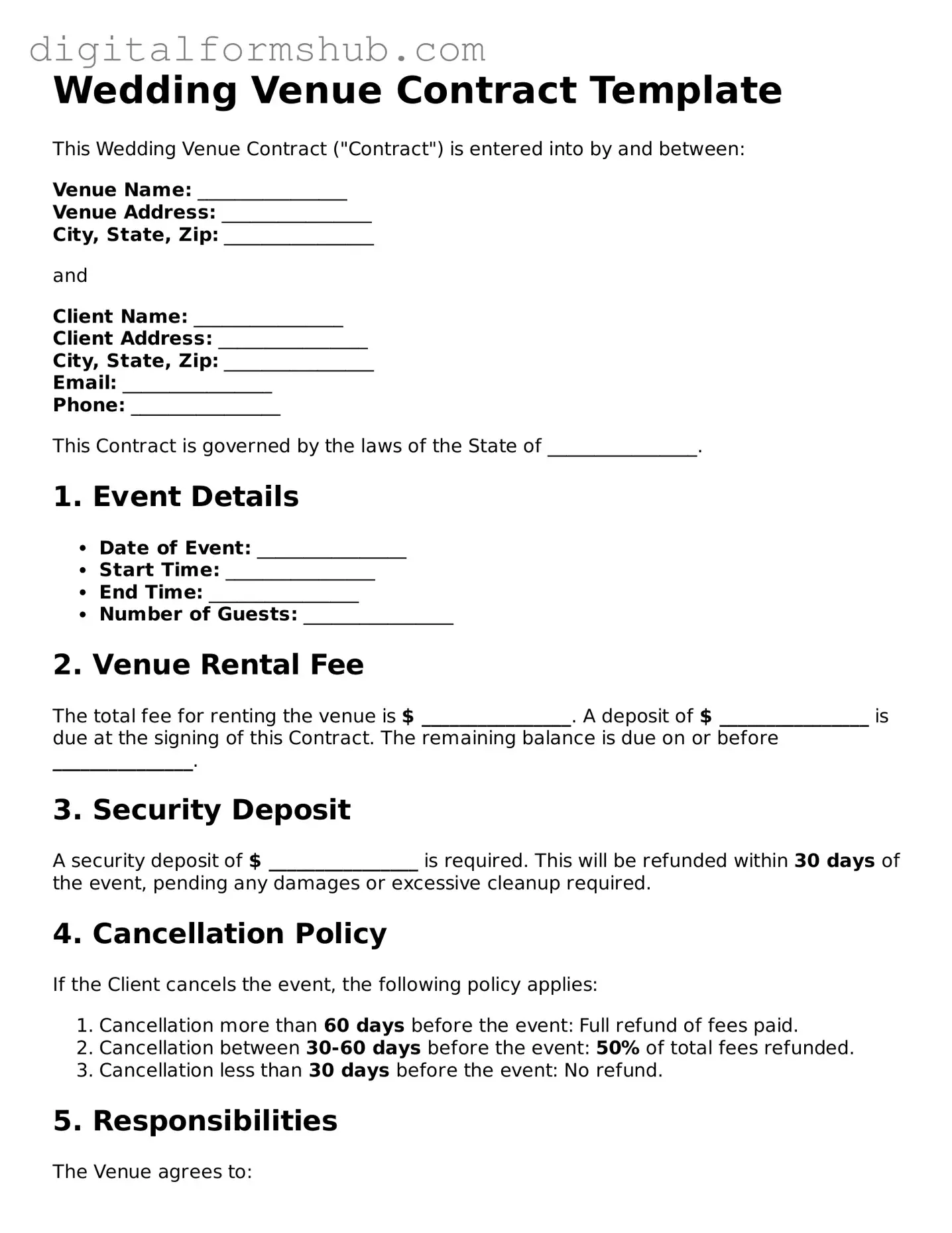 Valid Wedding Venue Contract Document